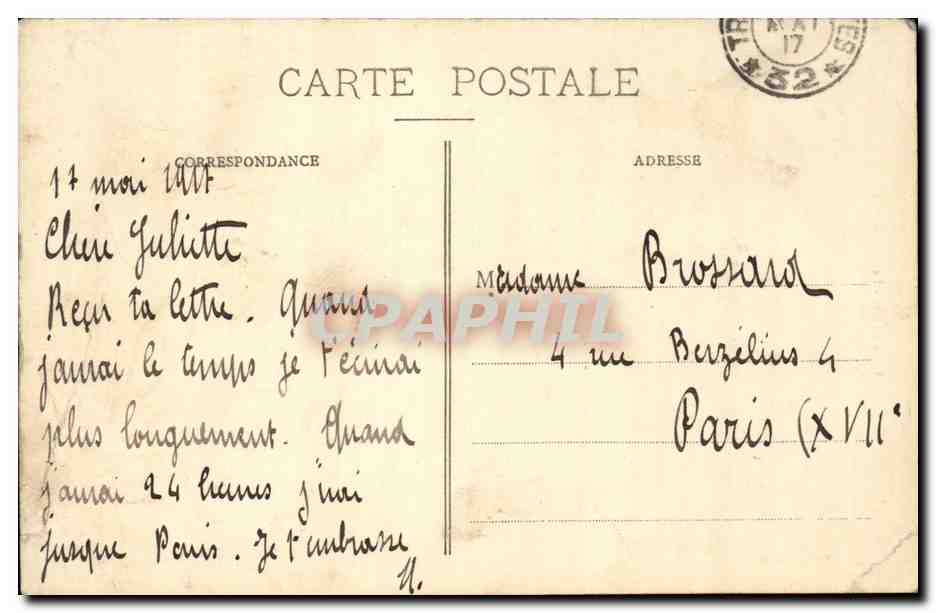 Paris - La Cathédrale — V.T. Reims, n° I — Verso