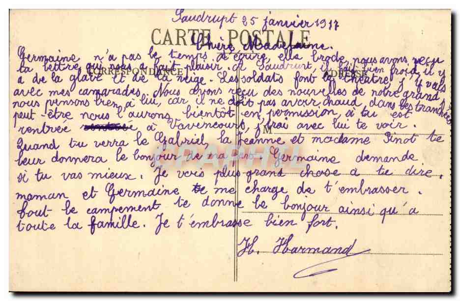 Troyes CPA Jube en pierre de l'eglise Ste Madeleine Oeuvre du maitre macon Jean Gaide  — Back
