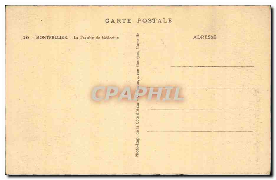 Montpellier CPA La facule de medecine (sante) — Rückseite