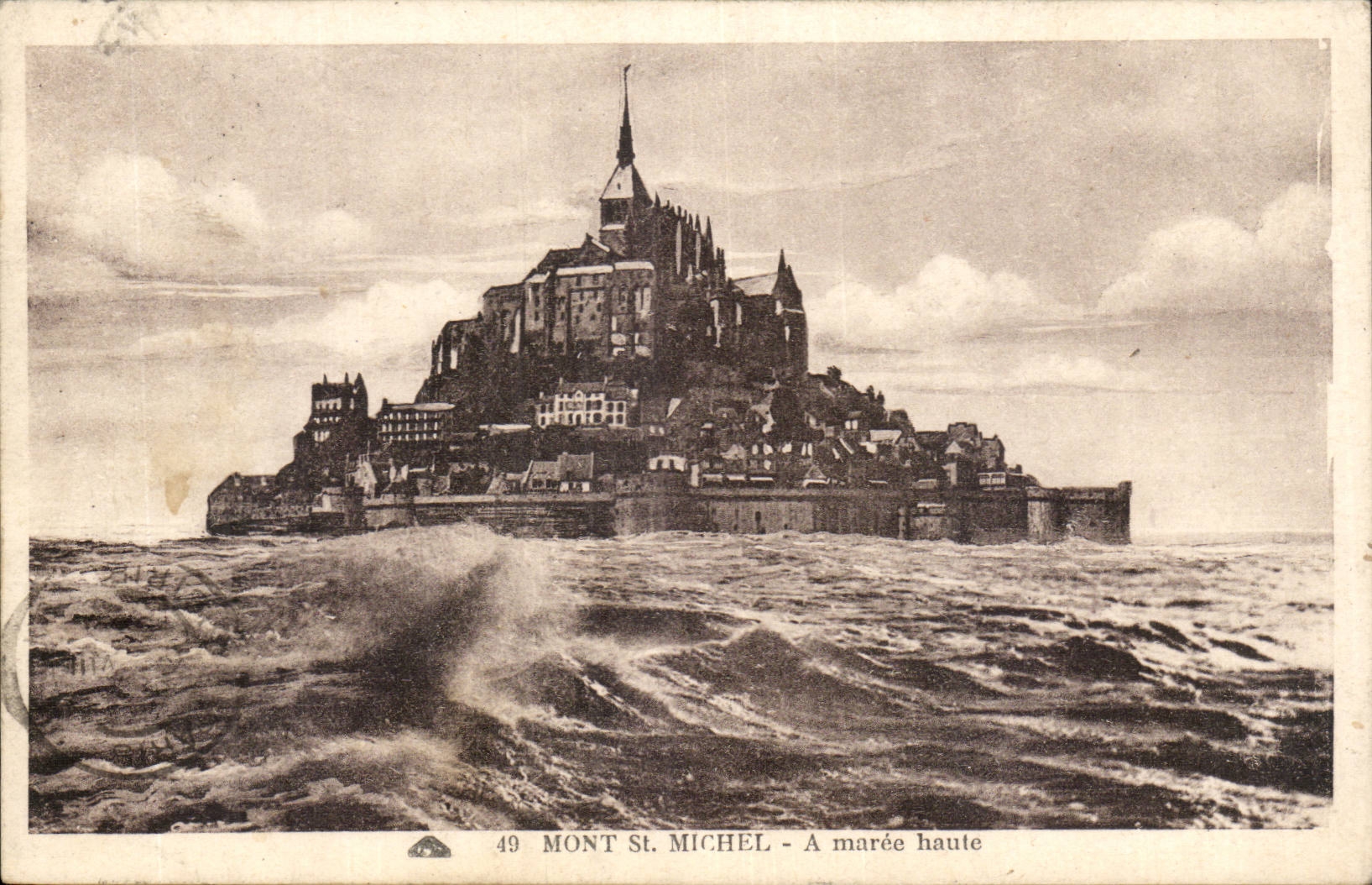 Mont Saint Michel CPA A maree haute