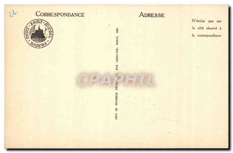 Mont Saint Michel CPA Cote Sud Ouest (barque) — Verso