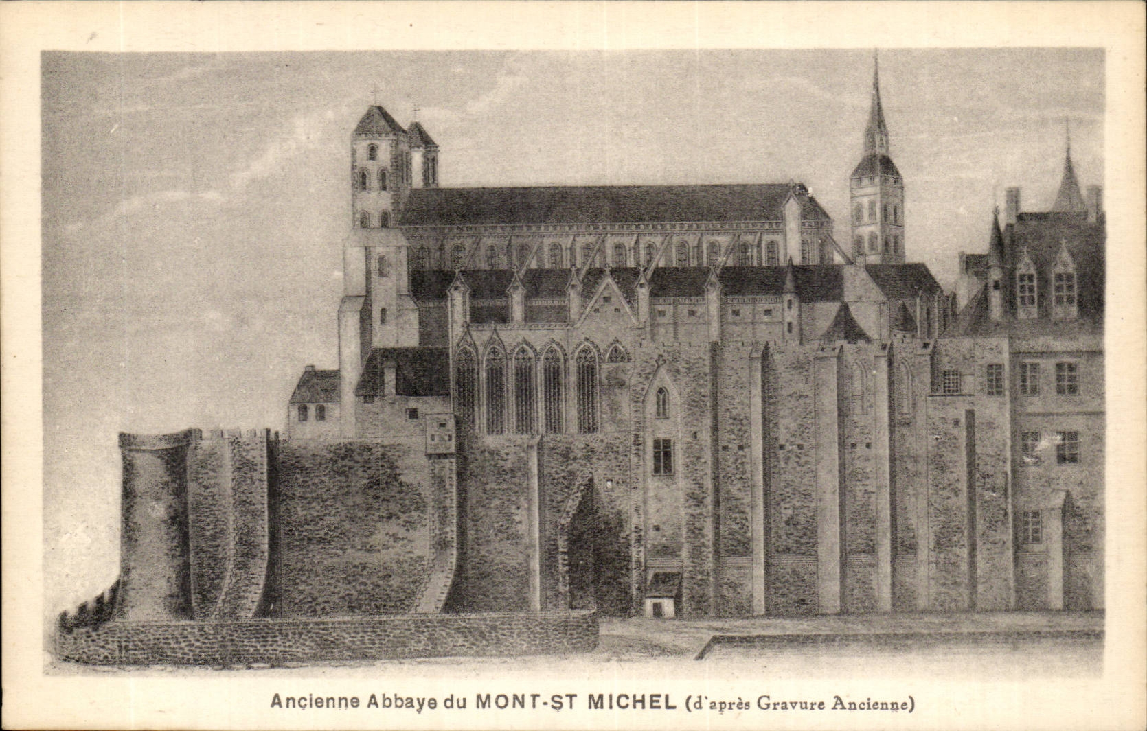 Alte Abtei von MONT-ST MICHEL — nach altem Kupferstich