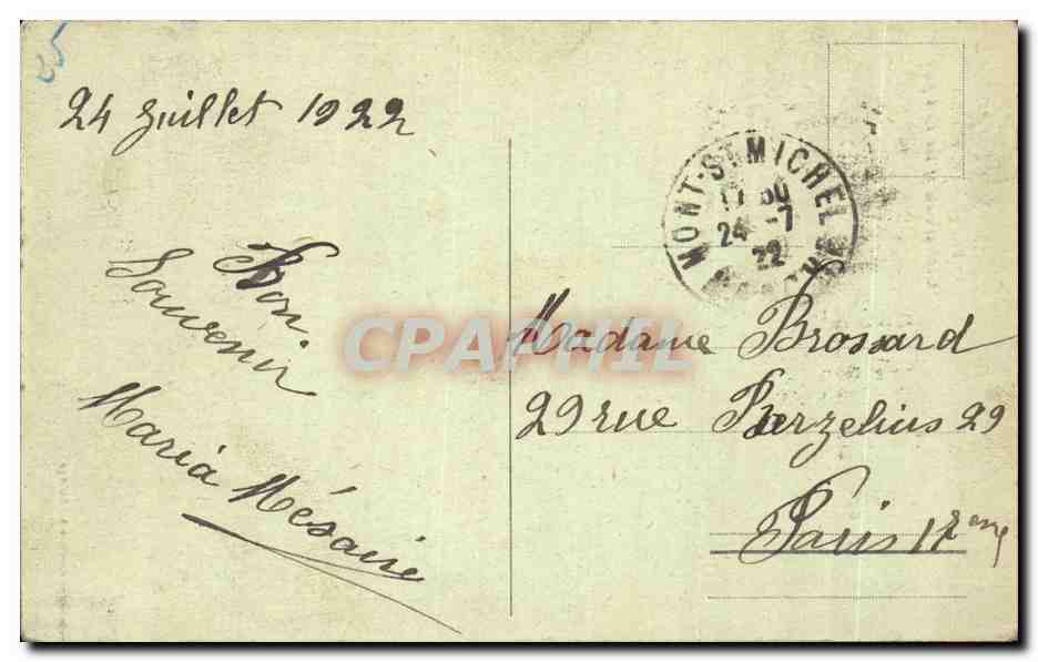 Mont-Saint-Michel — Allgemeiner Blick, Ostseite — J.P. 12, Sonderausgabe der Abtei — Rückseite