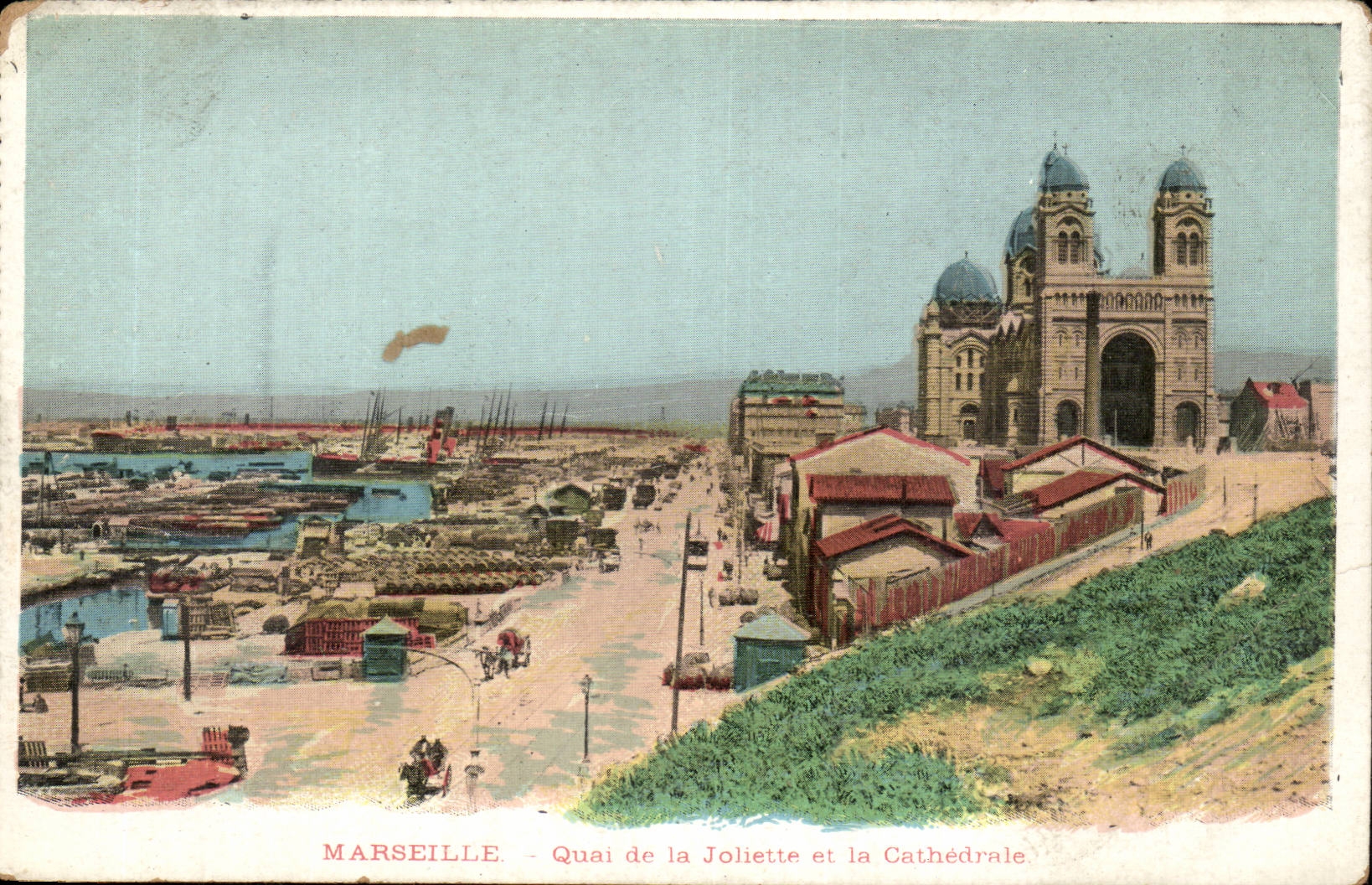 Marseille CPA Quai de la Joliette et la cathedrale