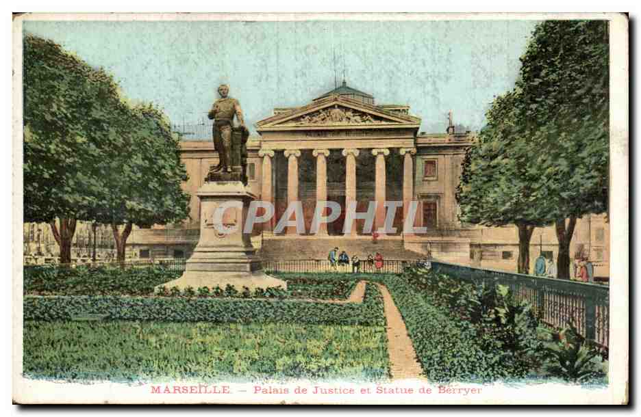 Marseille CPA Palais de justice et statue de Berryer