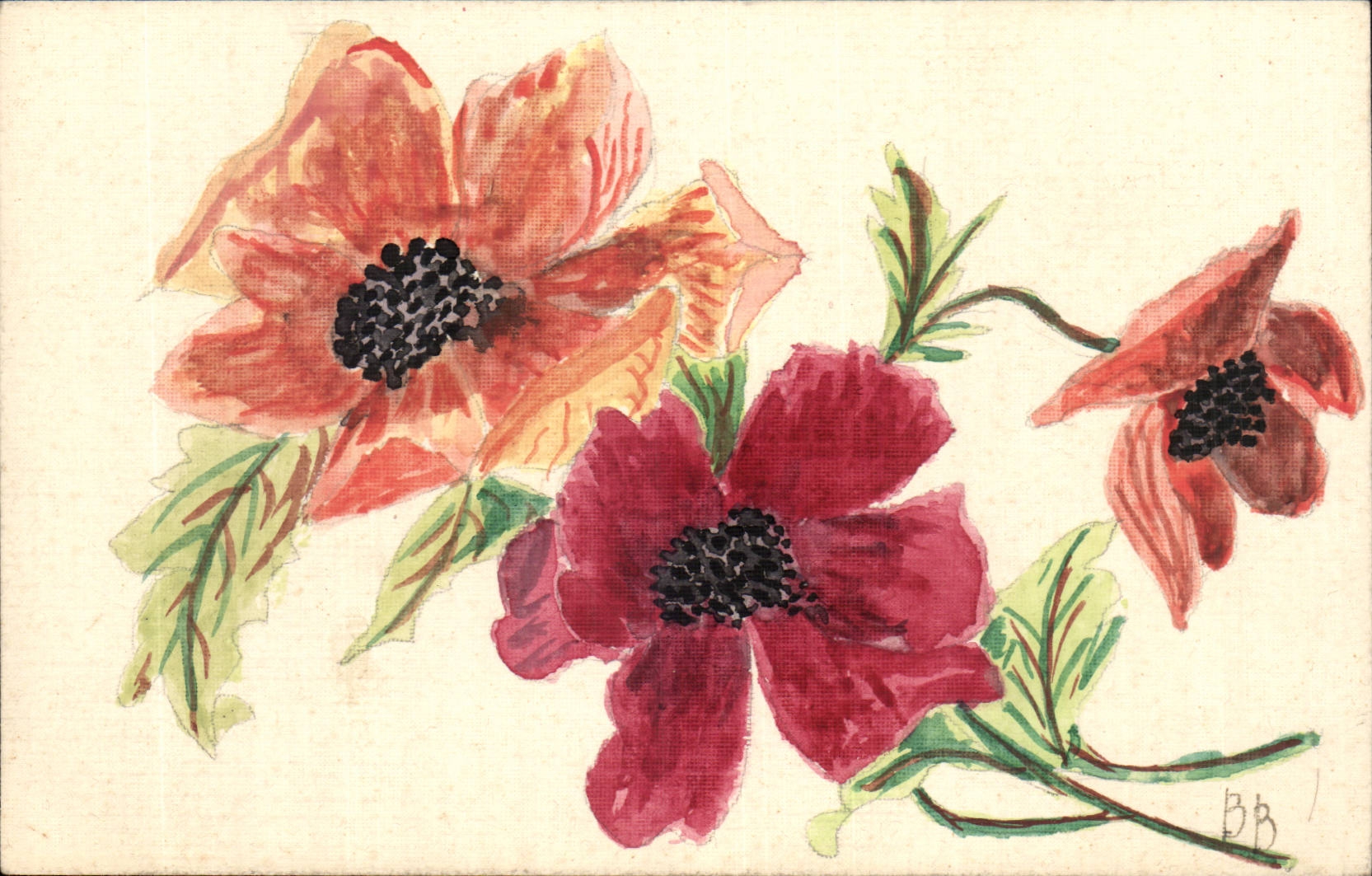CPA Fantaisie Fleurs (carte toilee)