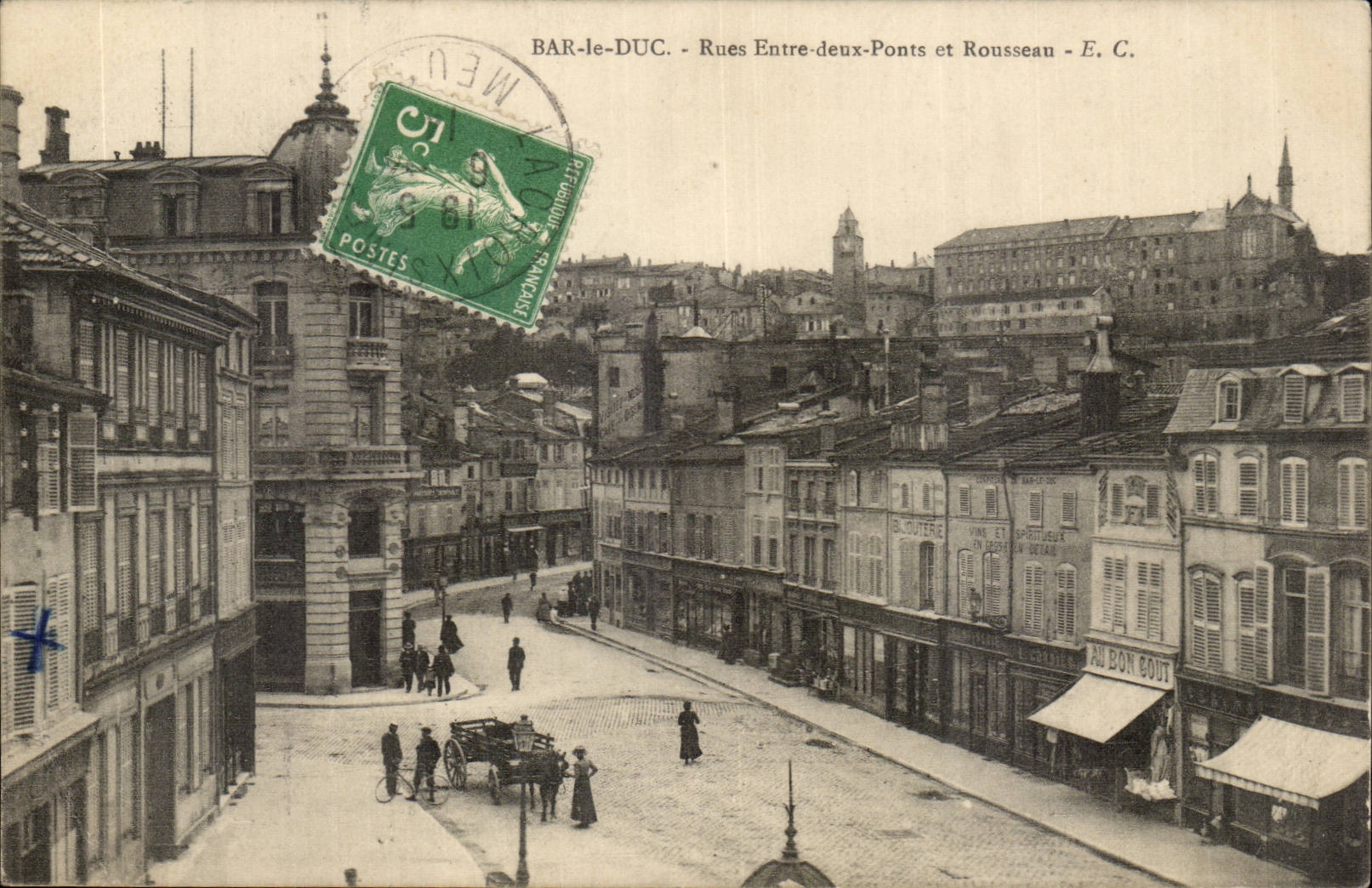 Bar le Duc - Rue Entre deux Ponts et Rousseau - CPA 