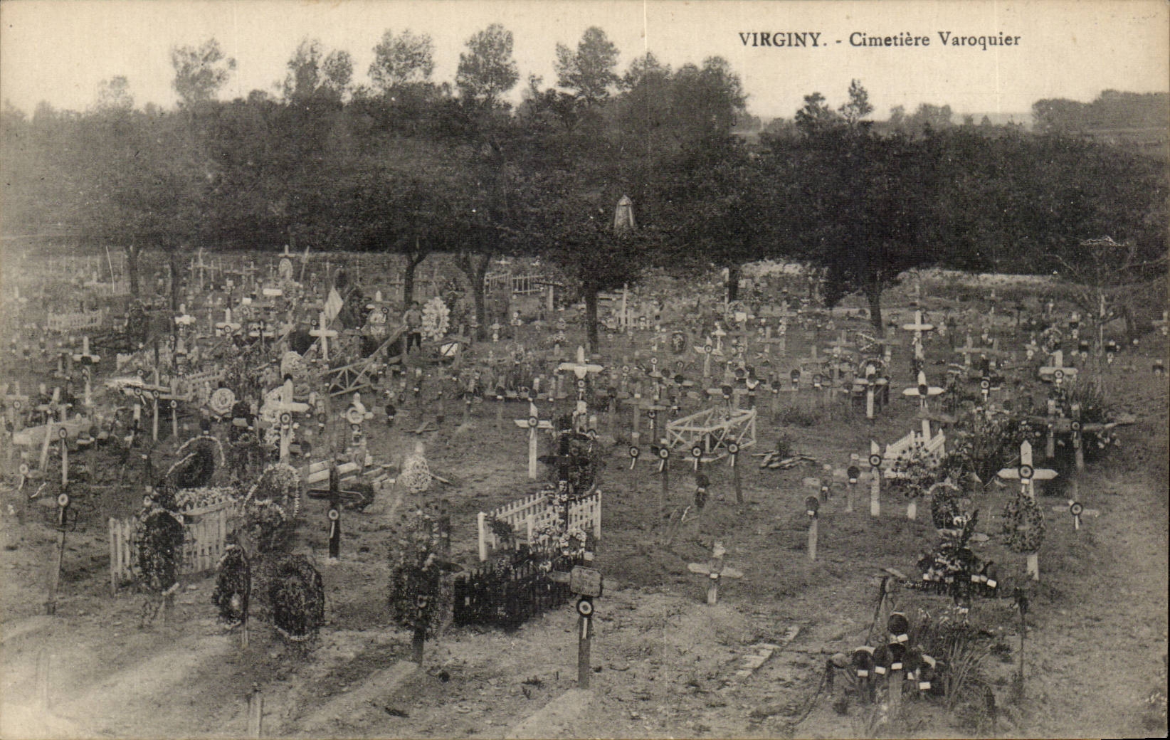 La guerre en Champagne Virginy CPA Cimetiere Varoquier