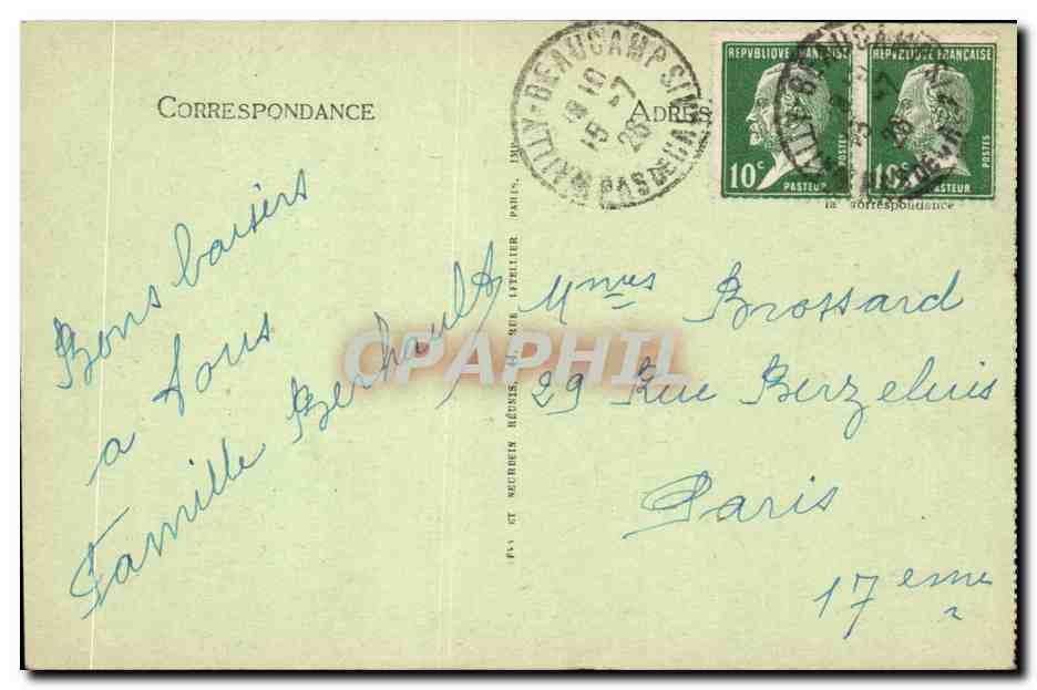 Le Treport CPA La plage et la falaise — Verso
