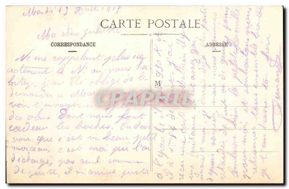 Verdun - La Cour de l'Hôtel de Ville - Obus de 420 allemand - M. C. — Rückseite