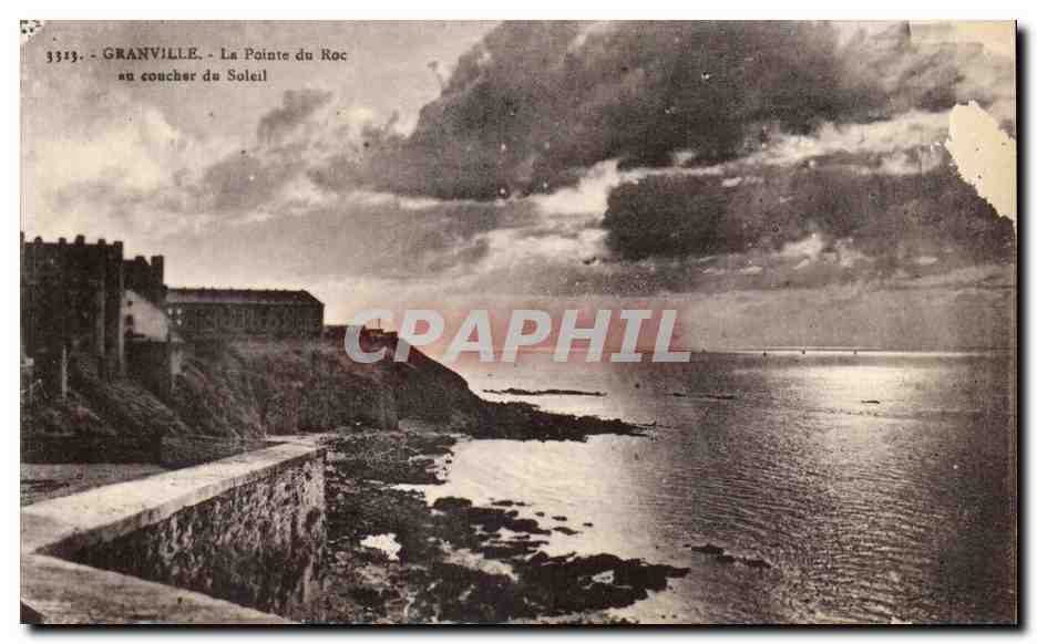 Granville - La Pointe du Roc au coucher du Soleil — éditeur Laurent-Nel, n° 3313