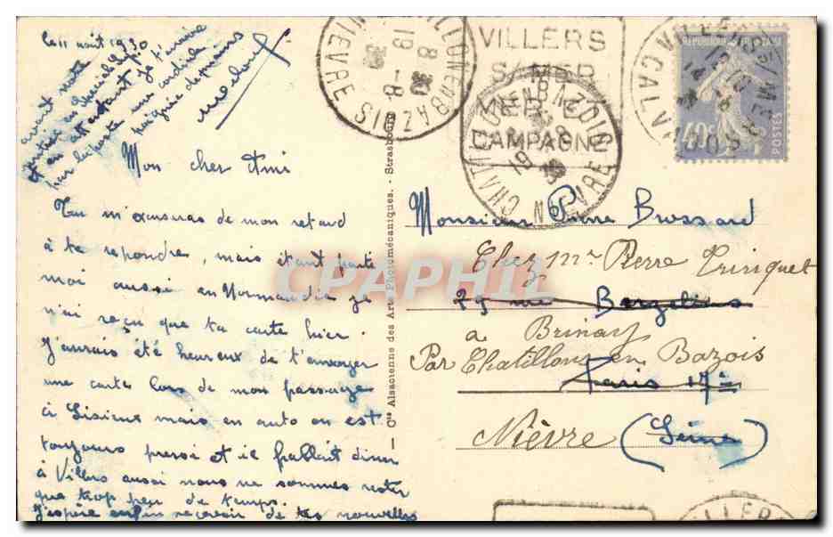 Villers sur Mer CPA Les falaises au saut du chien — Rückseite