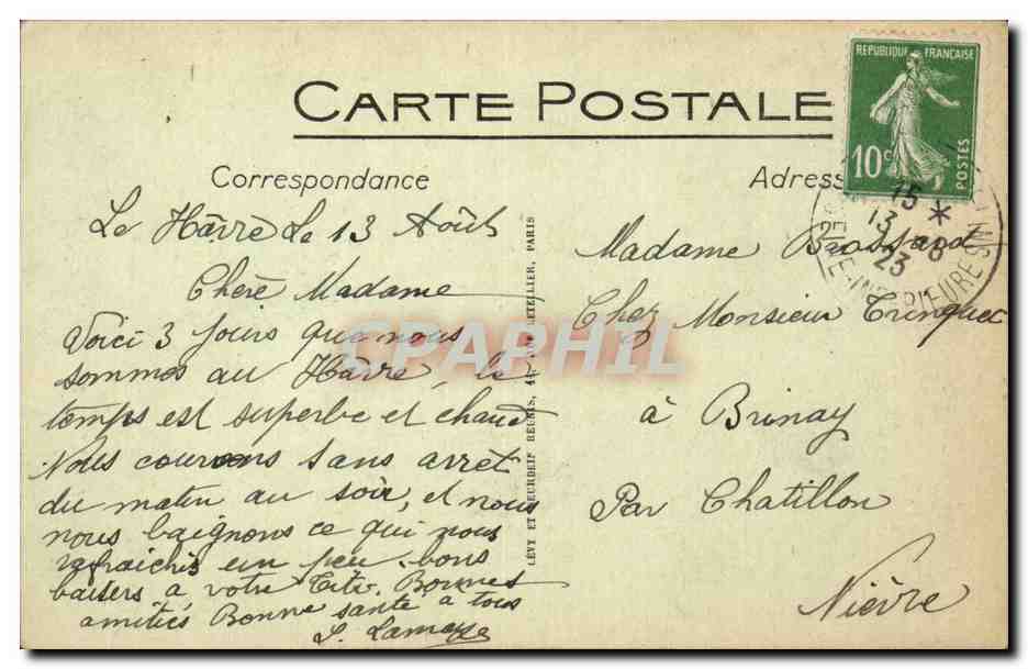 Le Havre CPA La vierge noire  — Rückseite