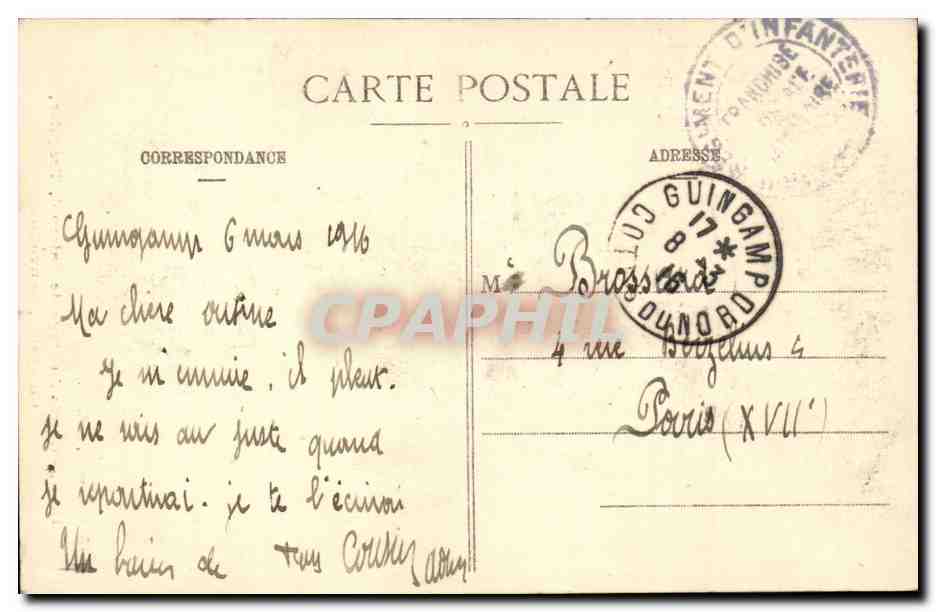 CPA Coiffe du pays de Treguier Guingamp Lanvollon TOP (folklore) — Verso