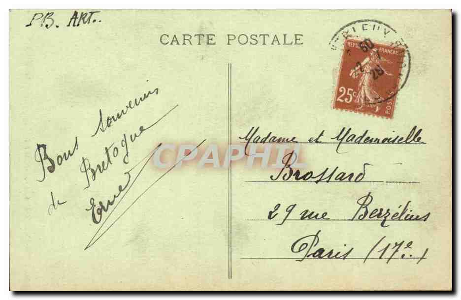 CPA La vieille fileuse Bretagne TOP (folklore) — Verso