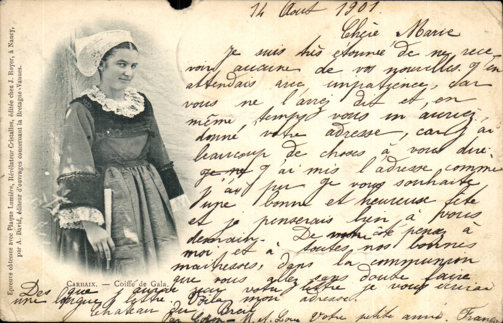 Carhaix CPA Coiffe de gala (folklore Bretagne costume)