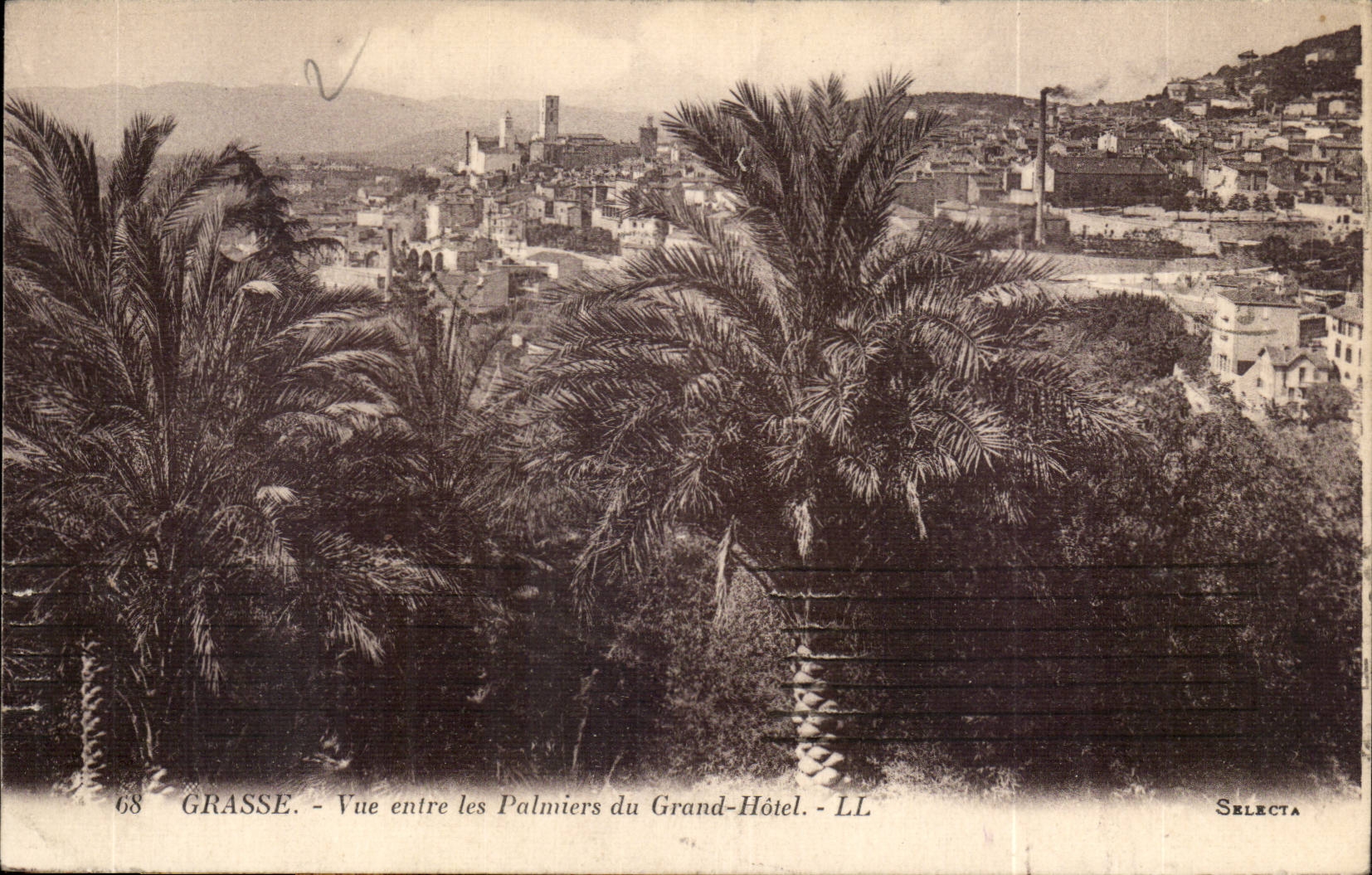 Grasse - Vue entre les Palmiers du Grand-Hôtel - LL - Selecta