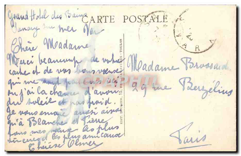 sanary - Le Quai Victor Hugo - bateau - CPA  — Verso