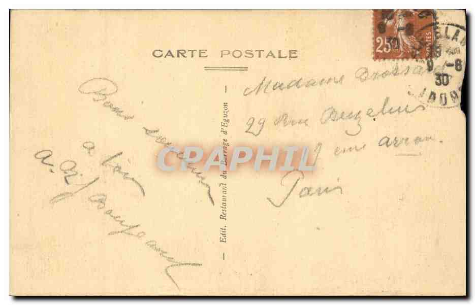 Eguizon — Vallée de la Creuse en dessous du Pont des Piles — Éditeur Réfoujou — Verso