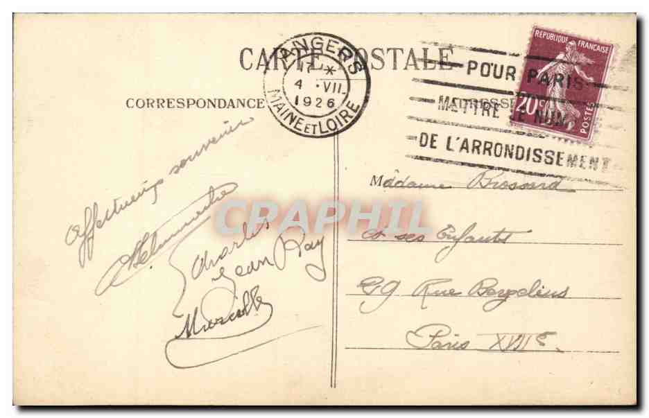 Angers - jardin des Plantes Le lac - blue tint - CPA  — Verso