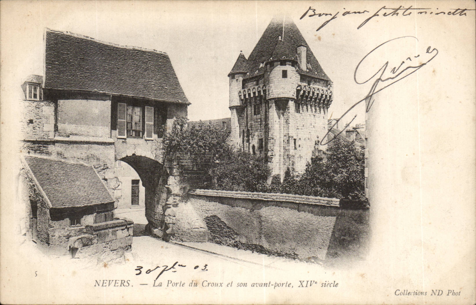 Nevers - la Porte du Croux et son avant porte - CPA 