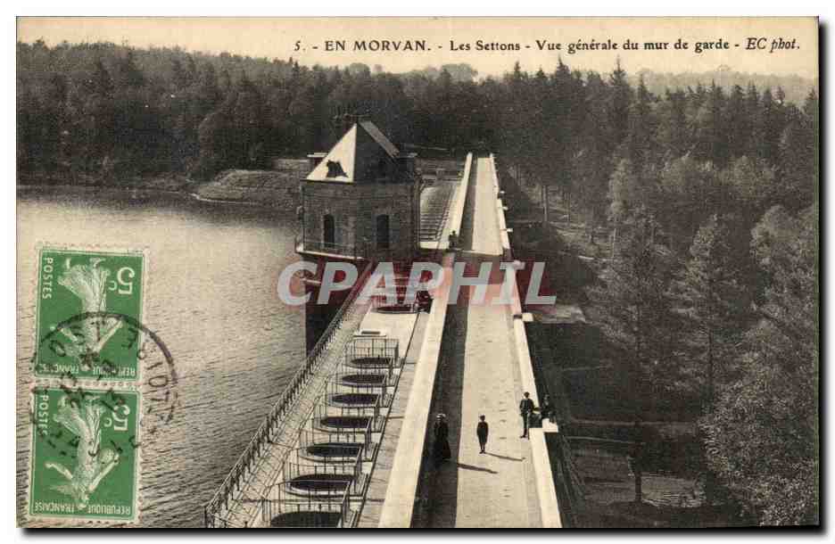 Les Settons - Vue Generale du Mur de garde - Le Morvan Illustre - CPA 