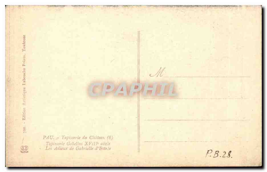 Les Adieux de Gabrielle d'Éstèze — Tapisserie du Château (6) — Édition Artistique Labochose, Toulouse — Verso