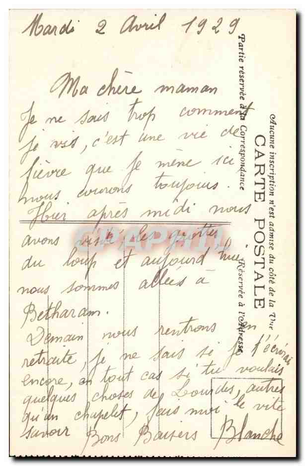 Lourdes CPA La basilique et le rosaire — Verso