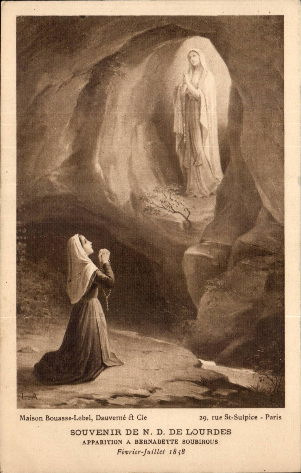 CPA Souvenir de ND de Lourdes Apparition a Bernadette Soubirous 1858