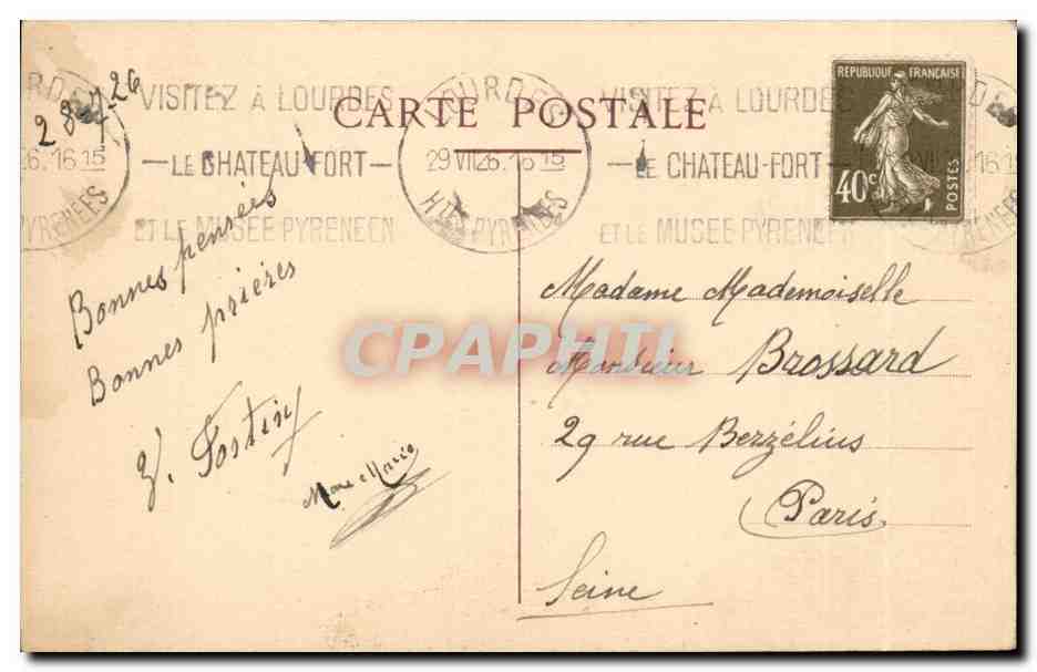 CPA Souvenir de ND de Lourdes Apparition a Bernadette Soubirous 1858 — Verso