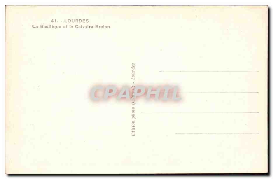 CPA Lourdes La basilique et la calvaire breton — Verso