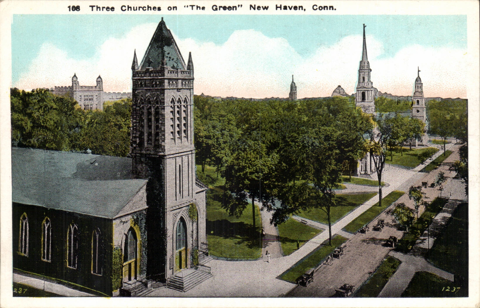 etas Unis - United States - USA - New Haven Conneticut - Three Churches on the Green - CPA 