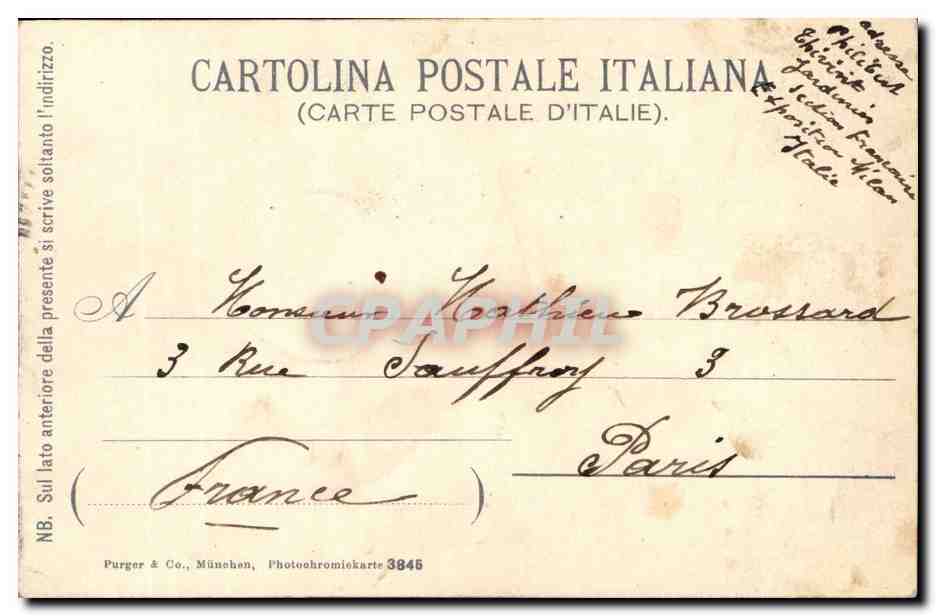 Italia - Italie - Italy - Milano - Milan - Corso Vittorio Emanuele - tramway - CPA  — Rückseite