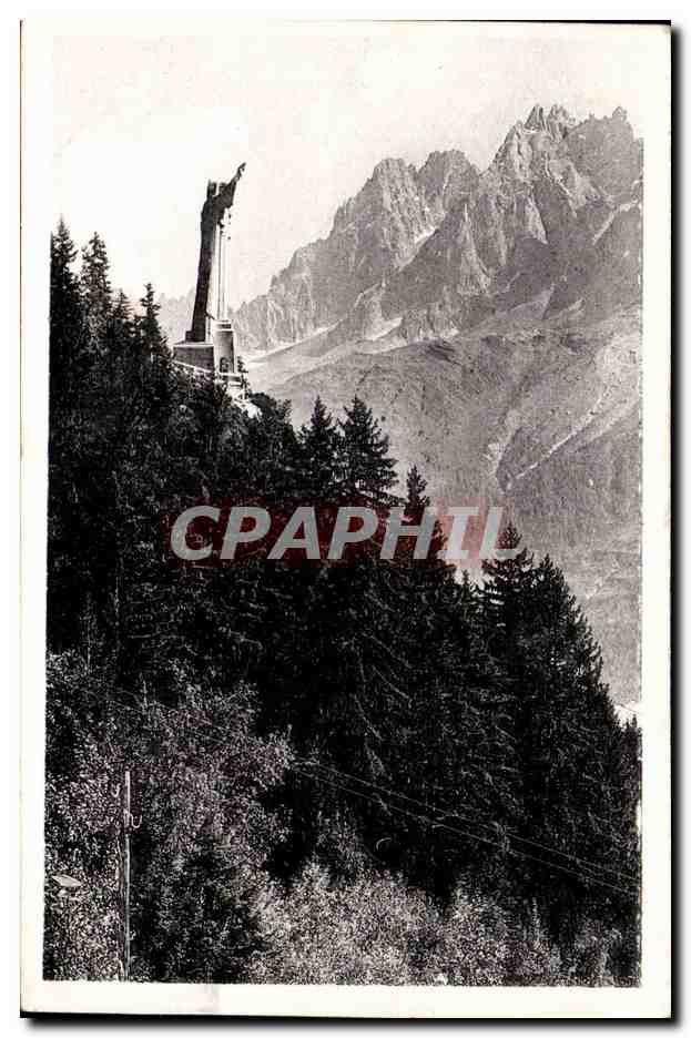 Le Christ Roi de Mont Blanc - et les Aiguilles de Charmonix - Les Gouches - CPA 
