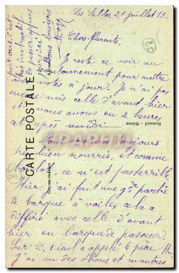 Les Sables-d'Olonne — Sablaise — Limousin, éditeur, n°8 — Verso