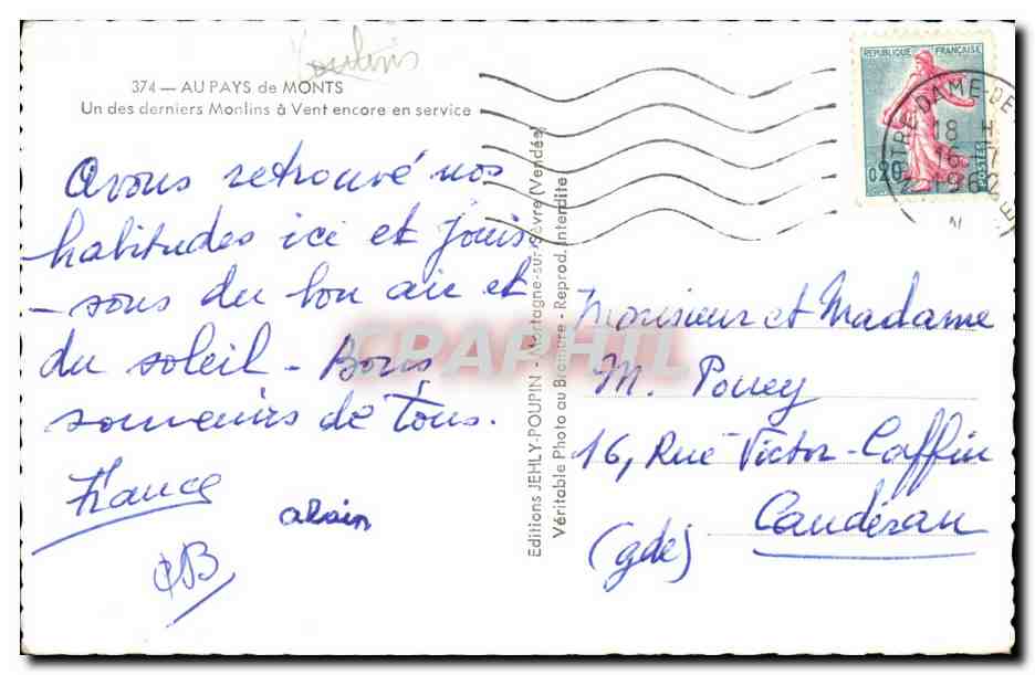 Moulin à vent — Au Pays de Monts — Éditions JEHLY-POUPIN — Reverso