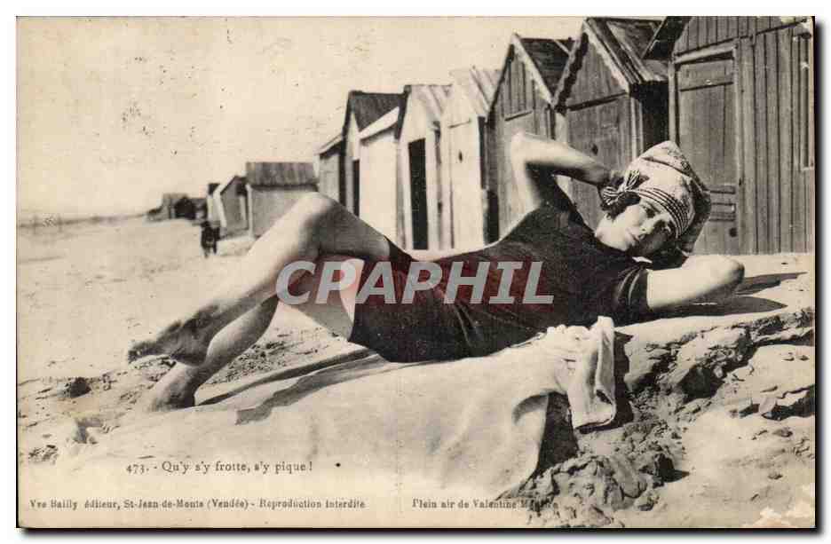 Frau, die am Strand liegt — St-Jean-de-Monts (Vendée) — Verlag Yves Bailly, Nr. 473