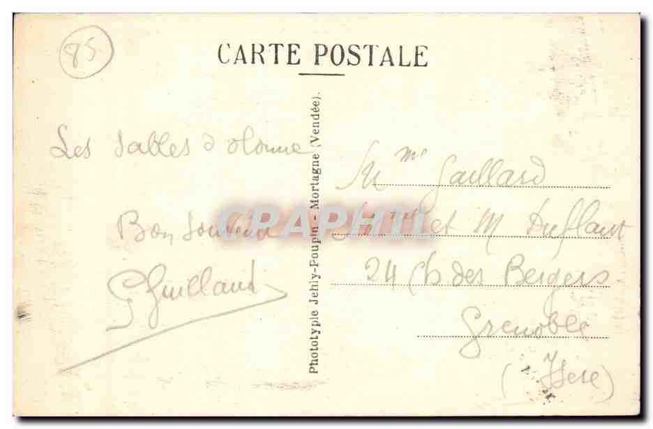 CPA Costumes sablais (folklore costume) — Verso