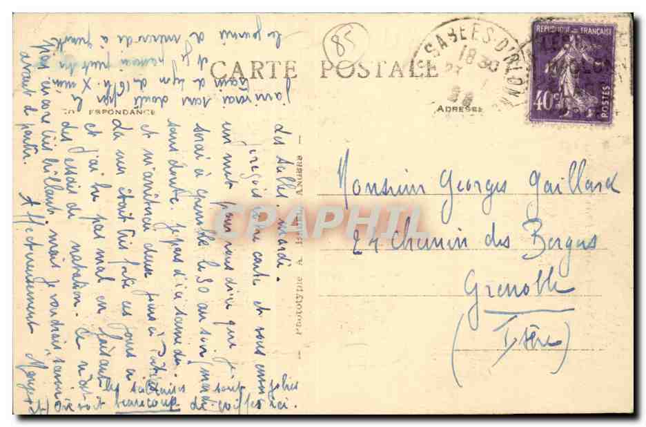 SAbles d'olonne CPA Etude des coiffes (folklore costume) — Verso