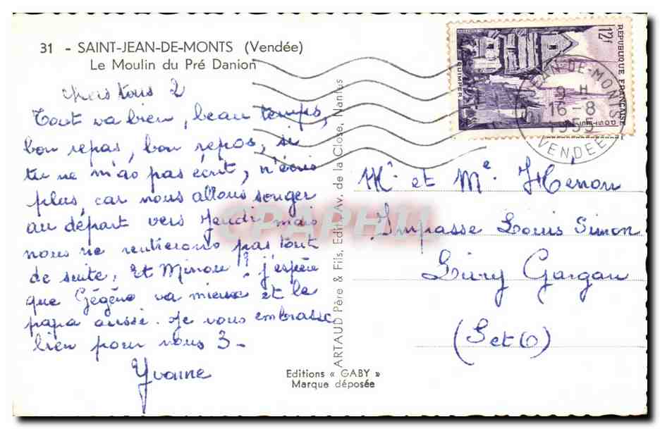 The Windmill of Pré Danion — Saint-Jean-de-Monts (Vendée) — Editions Gaby — Back