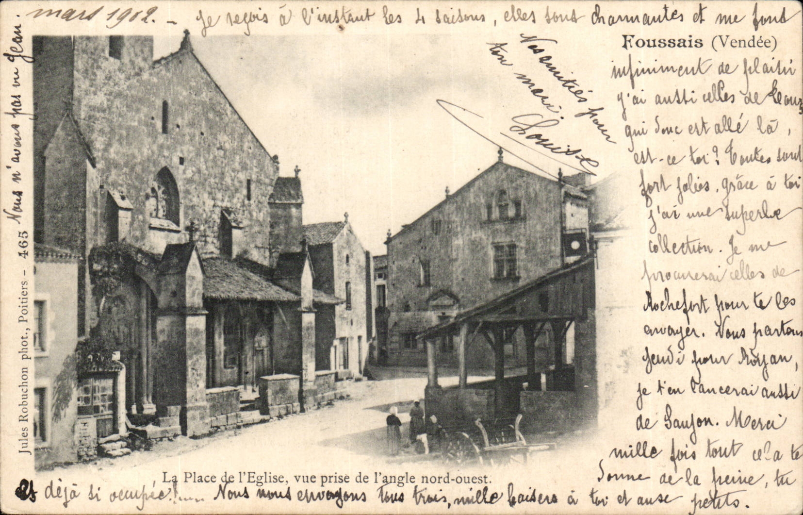 Foussais (Vendée) — La Place de l'Église, vue prise de l'angle nord-ouest — Jules Robuchon phot. n° 465