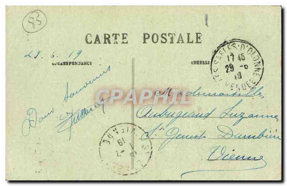 CPA Folklore Costume Sablaise Lilly Vendee — Verso