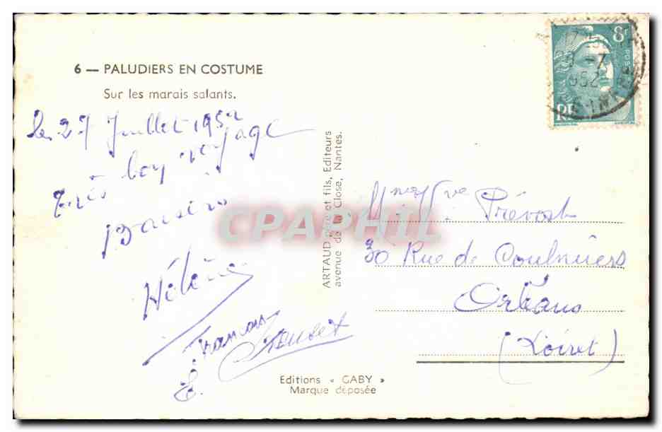 CPA Folklore Costume Paludiers en costumes Sur les marais salants — Verso