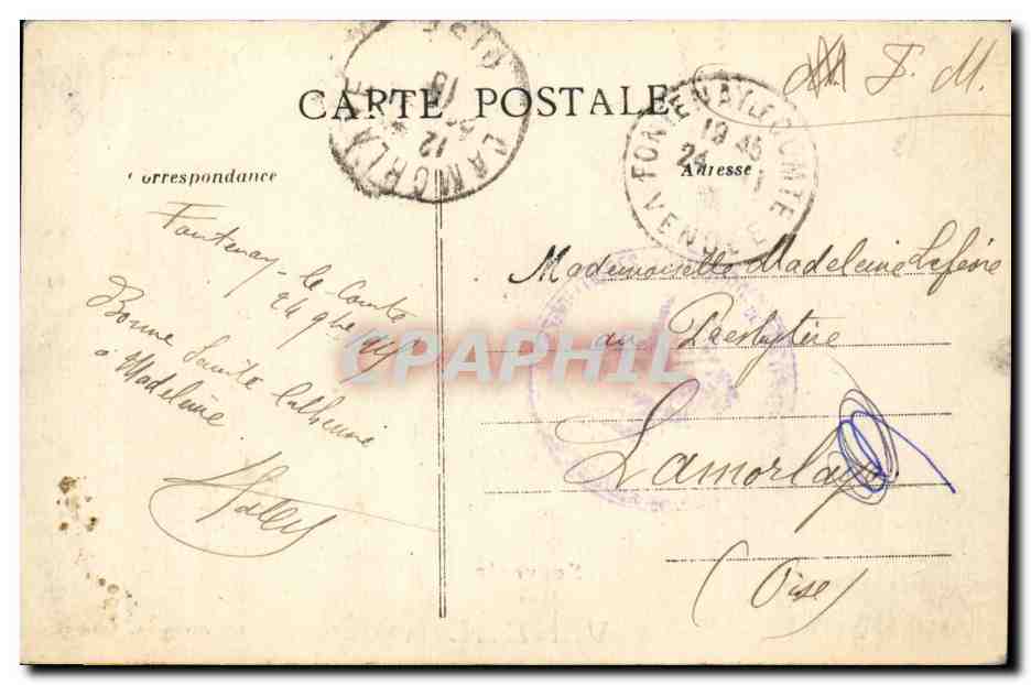 CPA Folklore Costume Souvenir de Vendee — Verso