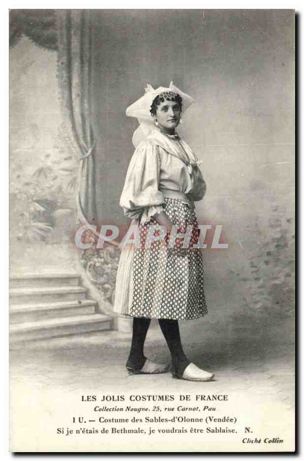 CPA Les jolis costumes de Vendee Costume des Sables d'Olonne Bethmale (folklore costumes) TOP Vendee