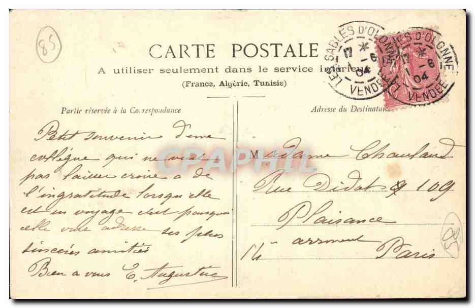 CPA Aux Sables d'olonne La promenade en ane Martin resiste ne veut deraper TOP (ane donkey) — Rückseite