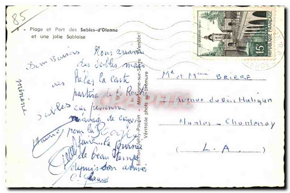 CPA Plage et port des Sables d'olonne et une jolie sablaise — Rückseite