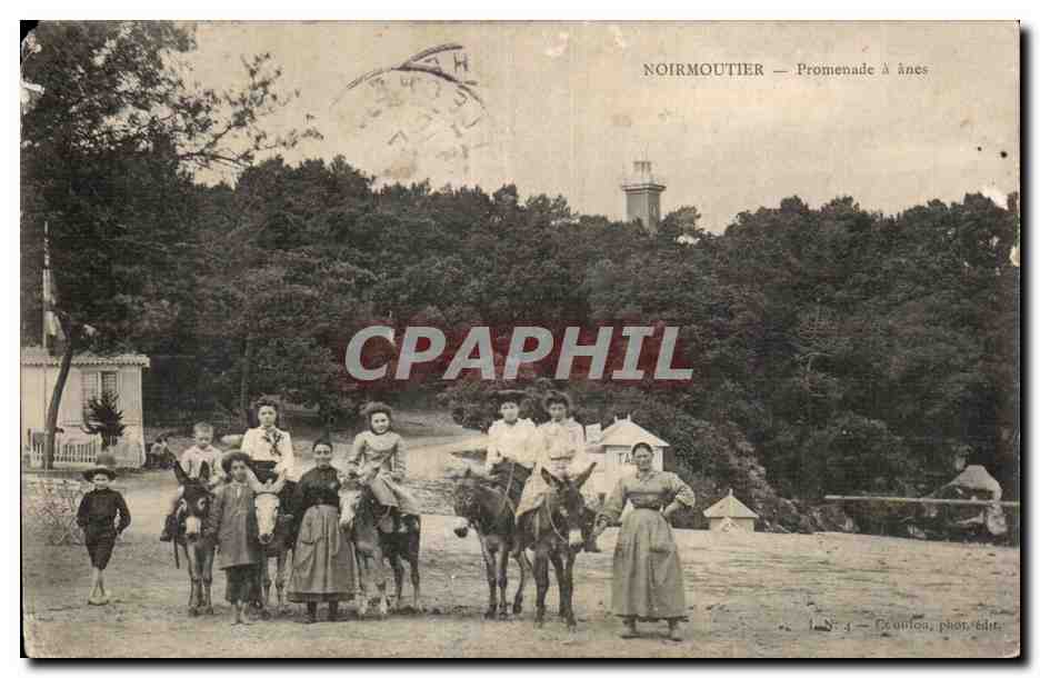 Noirmoutier — Promenade à ânes — Grondin, phot. édit.