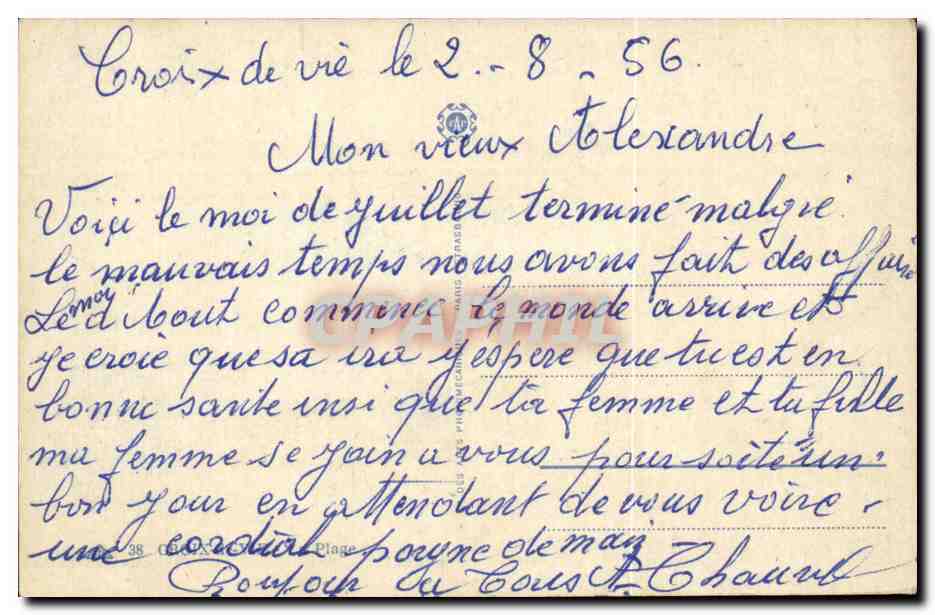 Croix de Vie CPA La plage — Verso