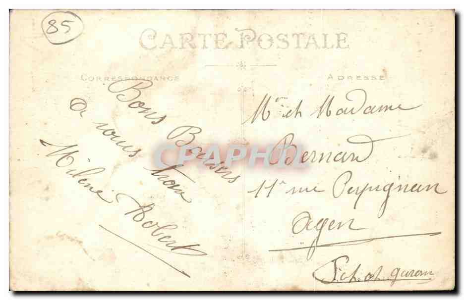 Sables-d'Olonne — couple marin et femme en coiffe — éditeur Courtard et Nozais, Nantes — Verso